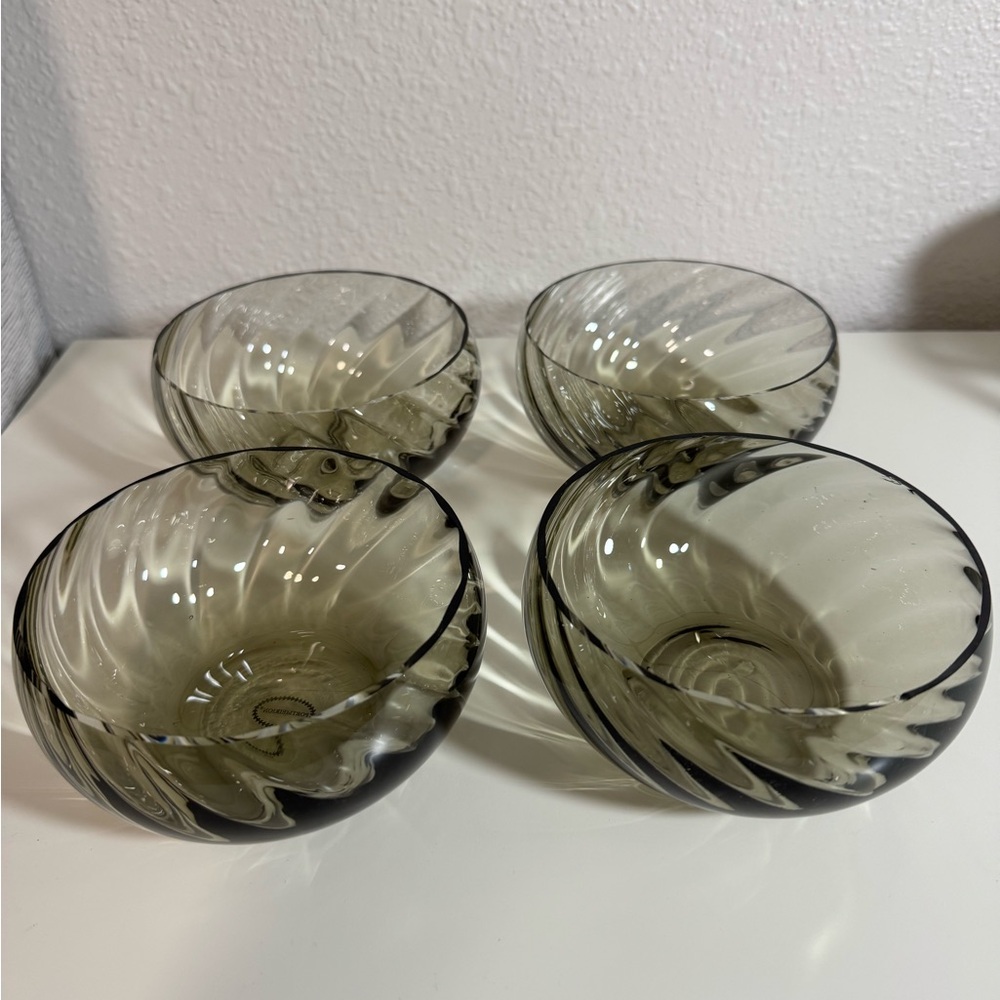 Portmeirion Swirled Glass Bowl in Smoky Gray